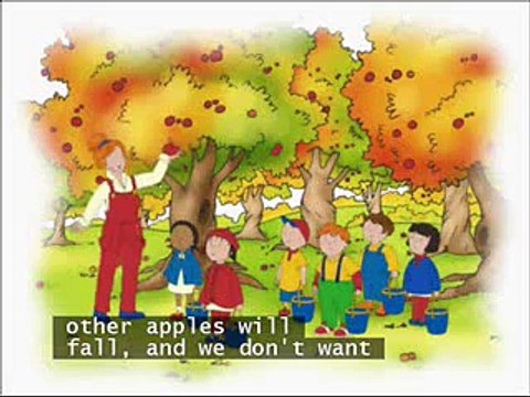 Caillou goes apple picking with subtitles