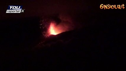 video spettacolare Etna , neve fuoco