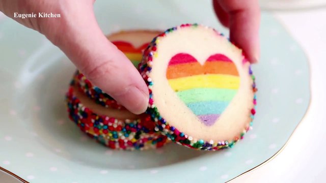 무지개 하트 쿠키 Rainbow Heart Cookies 유지니 쿠키 Eugenie Cookies