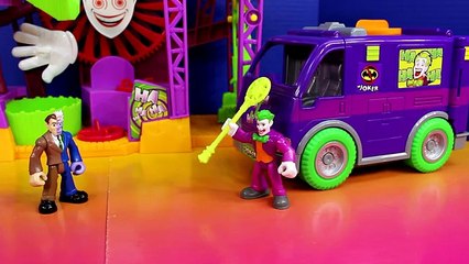 Imaginext Joker and Bane take Batman cape from Robin Batcave Dc Superhero toy