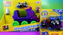 Imaginext Joker Hauler takes Caillou TMNT April Monsters Mike & Batman Moon Rover saves them