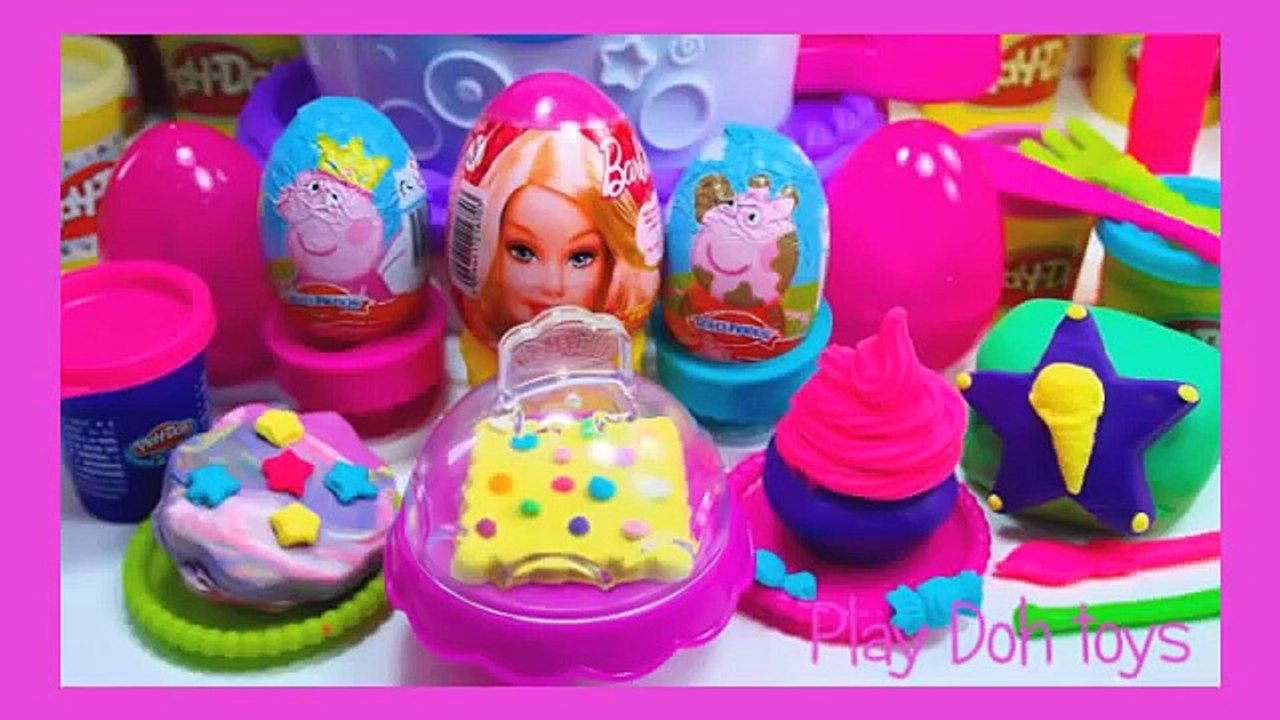 barbie peppa pig kinder surprise eggs play doh cake toys egg surprise