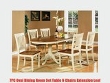 7PC Oval Dining Room Set Table 6 Chairs Extension Leaf