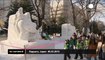 Star Wars sculptures capture audience at Hokkaido snow festival