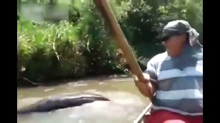 FISHERMEN CHASE HUGE ANACONDA