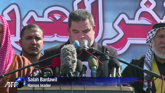 Demonstrators in Gaza protest outside former Egyptian embassy