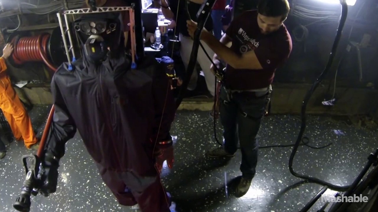 Robot firefighter puts out shipboard flames