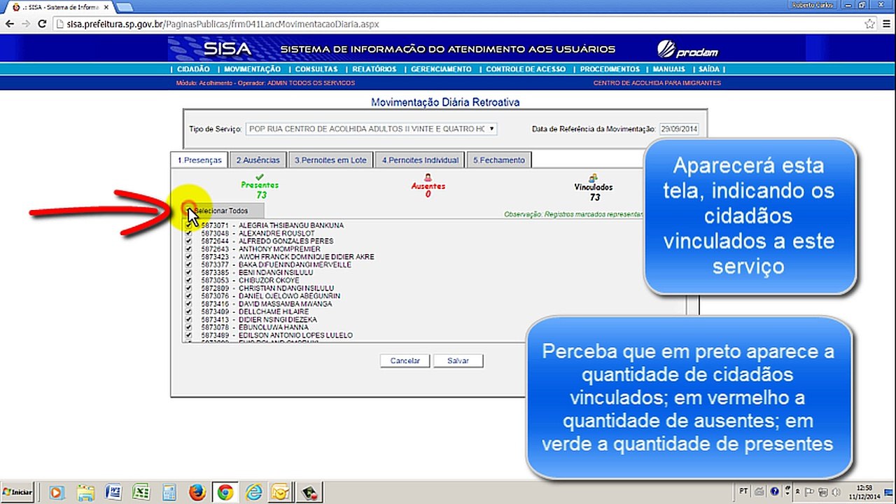 SISA - Movimentação diária