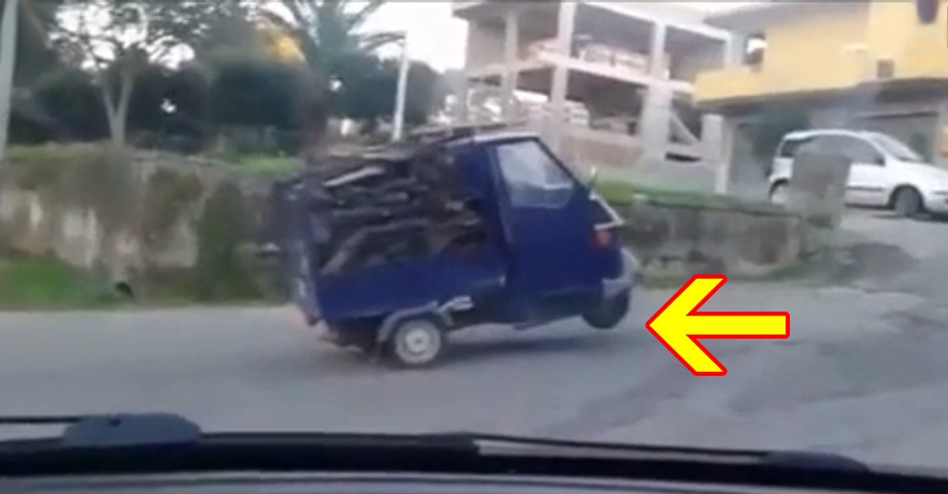 Heavy Piaggio Tries Go Up Road And It Goes Wrong