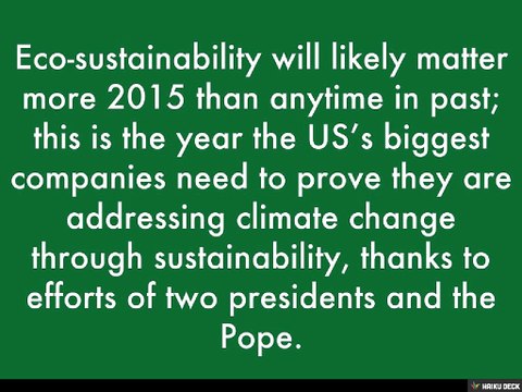 DAVID PFLIEGER - COMPANIES ADDRESS CLIMATE CHANGE THROUGH CORPORATE SUSTAINABILITY