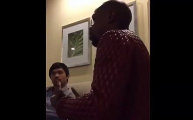 Floyd Mayweather telling Manny Pacquiao that we have to give the world this fight