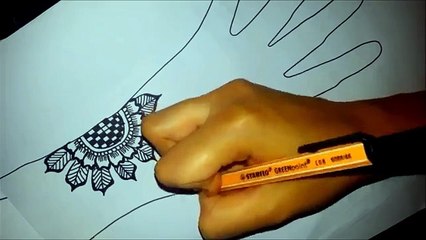 Arabic floral henna - easy mehndi design on paper - how to draw simple henna flowers