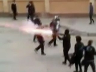 Raw: Egypt soccer fans, security forces clash