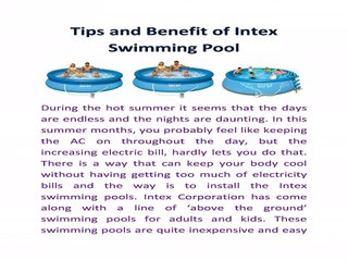 Benefit and Guidance of Intex Swimming Pool