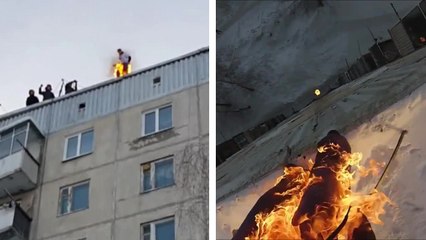 Un Russe s'enflamme et saute du 8ème étage d'un immeuble
