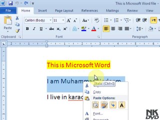 Lesson # 6 Bold Italic & Underline