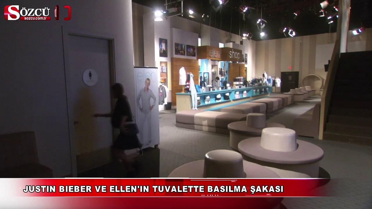 Justin Bieber ve Ellen'ın tuvalette basılma şakası
