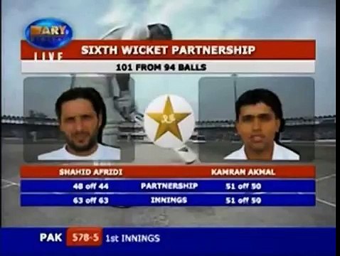 Shahid Afridi hitting four consecutive sixes off a Harbhajan/HD/