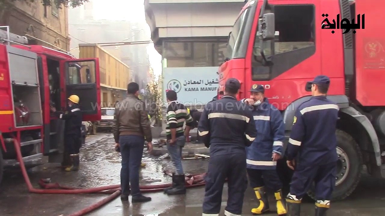 آثار حريق مصنع "أجياد" للتجارة بالسبتية