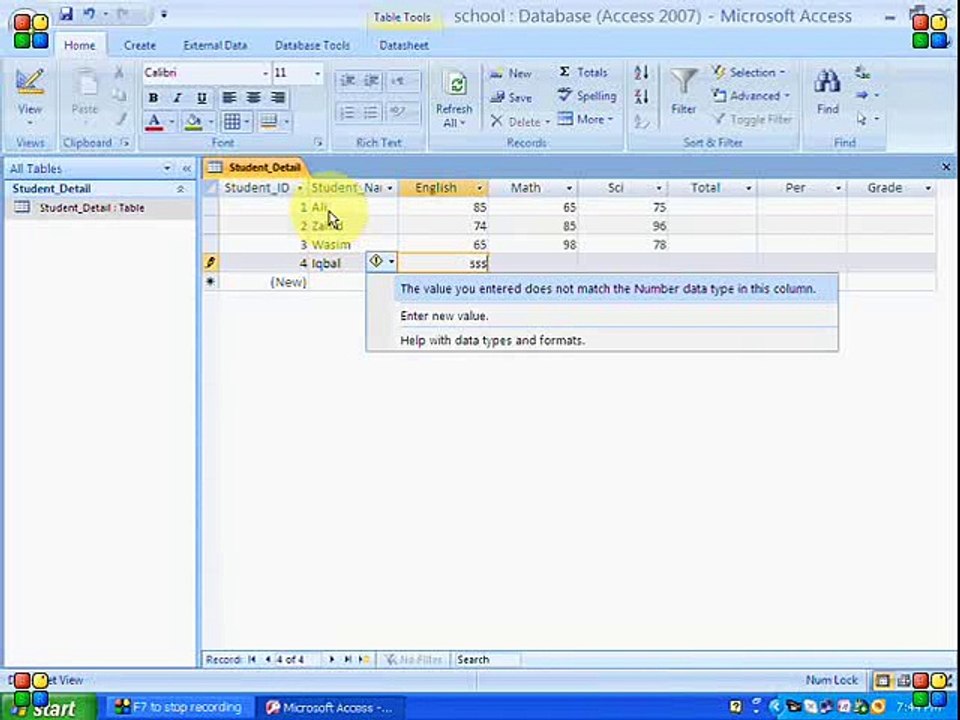 Microsoft Power Access 2007 in Urdu Lesson 04