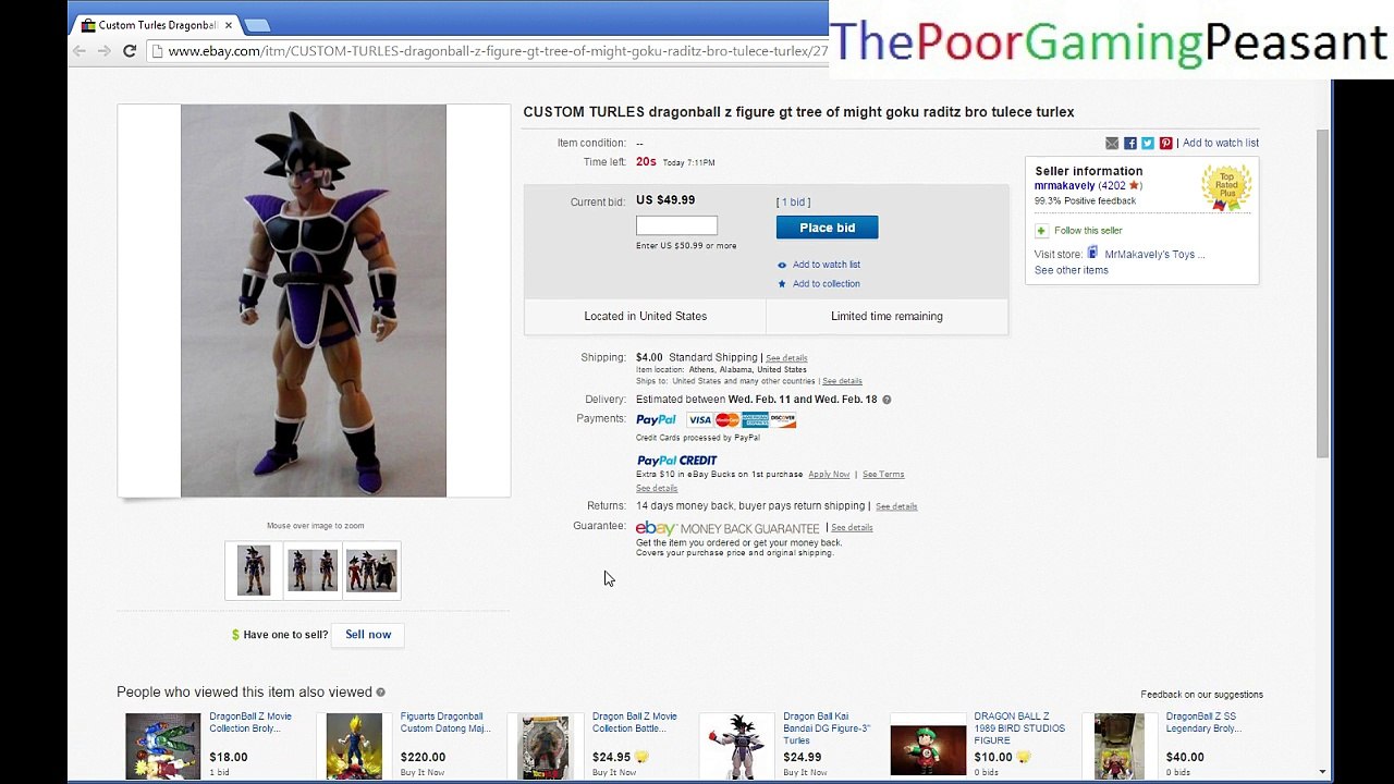 The Rare Dragon Ball Z Custom Turles Action Figure From The DBZ Tree Of Might Movie Is Being Sold For Over $50 on eBay Announcement