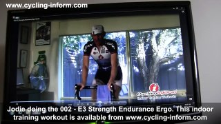 Jodie doing the 002 - E3 Strength Endurance Ergo Indoor cycling training workout