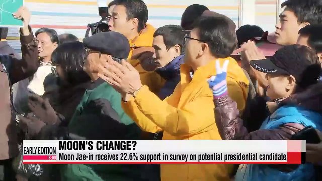 Moon Jae-in's popularity on rise since becoming main opposition party's new chairman
