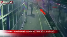 Hareket halindeki trenin altına böyle düştü