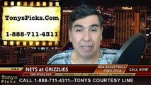Memphis Grizzlies vs. Brooklyn Nets Free Pick Prediction NBA Pro Basketball Odds Preview 2-10-2015