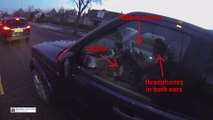 Most dangerous driver ever - Laptop, mobile phone and headphones while driving