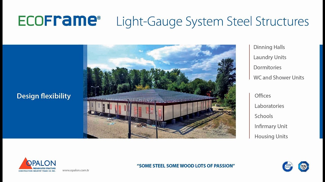 OPALON الجاهزة الحاويات الهيكل الصلب وحدات بناء الخفيفة قياس ECOFRAME