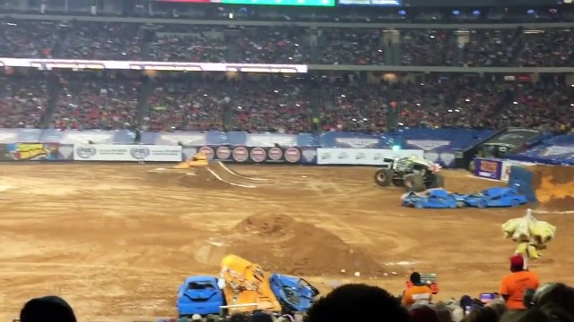 Streaker at monster jam Atlanta. Security guard bites the dust hard twice