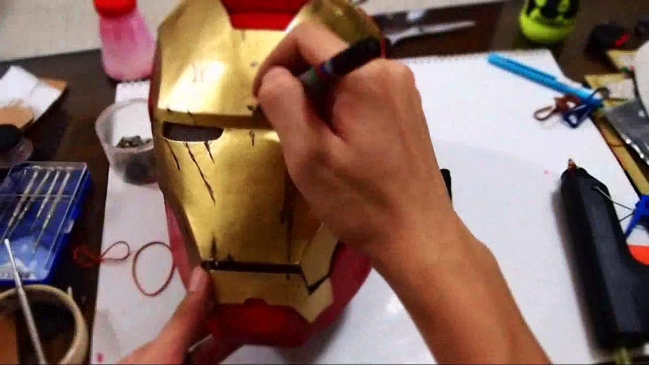 Iron Man Mark 4 Helmet - DIY 4-5 - Paint, Battle Damages & Weathering