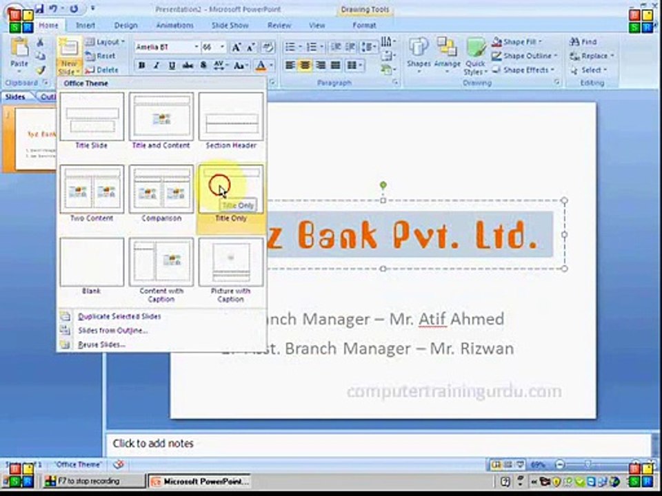 Microsoft Power Point in Urdu Lesson 03