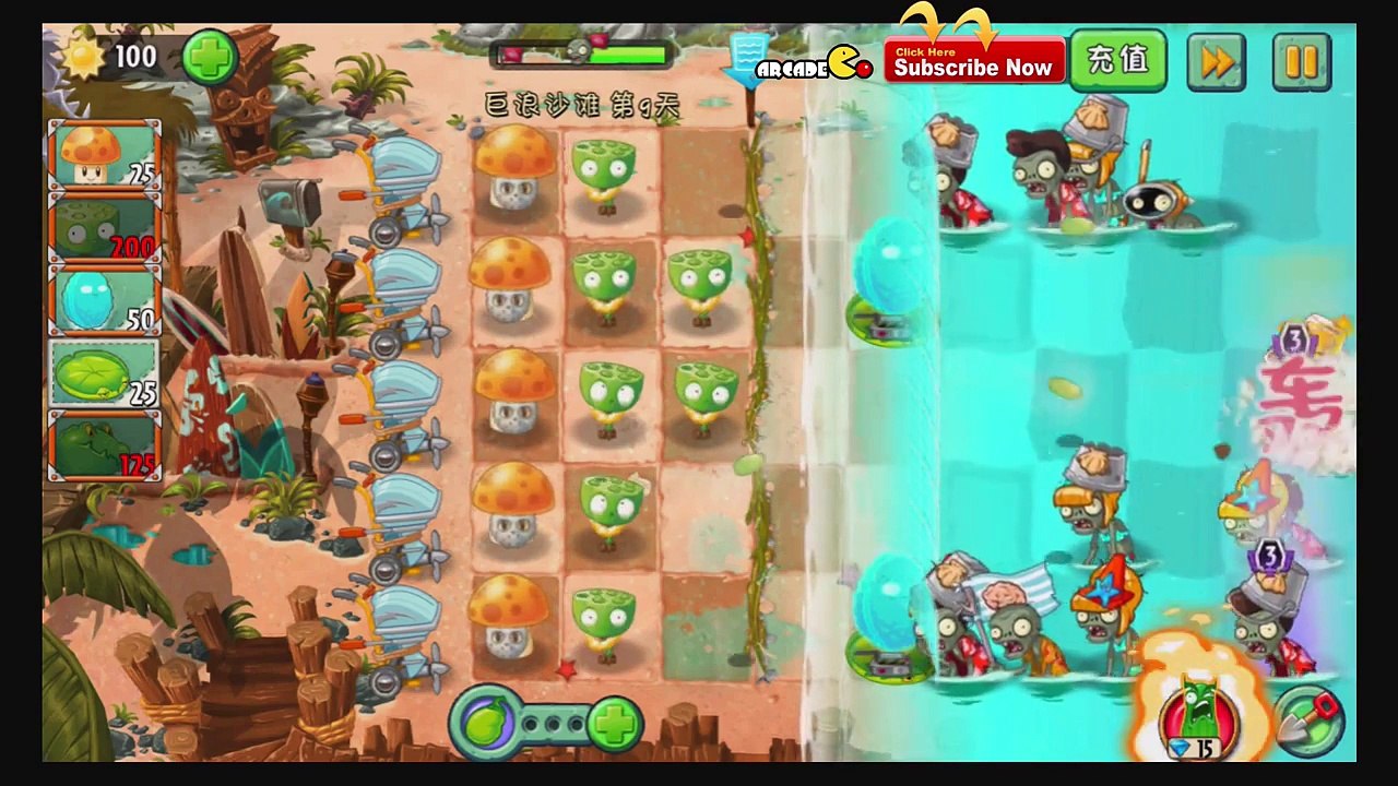 Plants Vs Zombies 2  Fisher Man Zombies Lotus Big Wave Beach Day 9