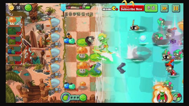 Plants Vs Zombies 2 Max Level Homing Thistle Shield Zombies Big Wave Beach Day 18