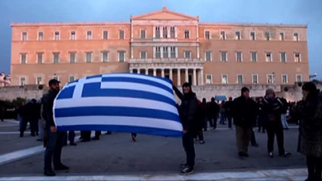 Yunanistan'da Hükümete Destek Gösterisi