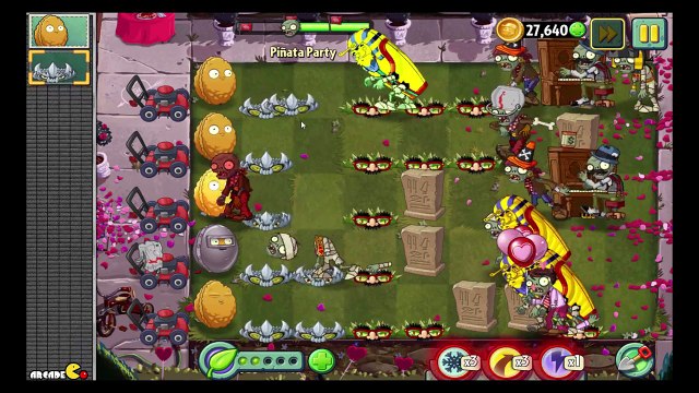 Plants vs Zombies 2 Spike Rock Zombies Valenbrainz Pinata Party 2 11!