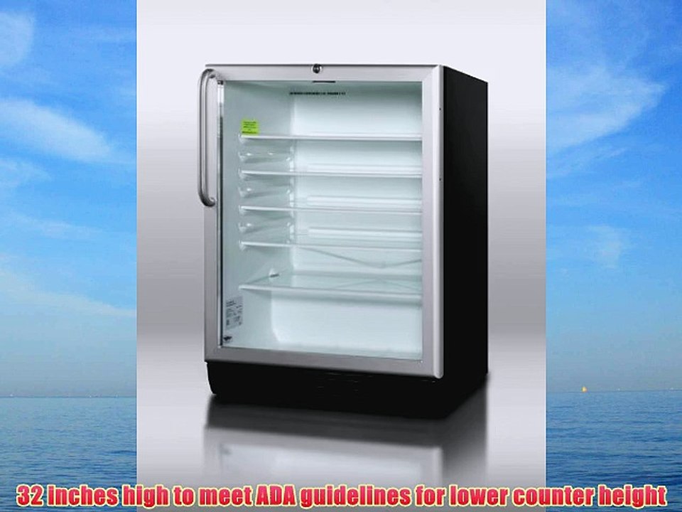 Summit SCR600BLTBADA: ADA compliant commercially approved glass door beverage center with black