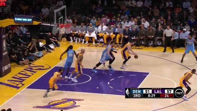 Tarik Black Two-handed Dunk - Nuggets vs Lakers - February 10, 2015 - NBA Season 2014-15