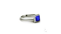 Blue Sapphire Solitaire Ring with Diamond Accents