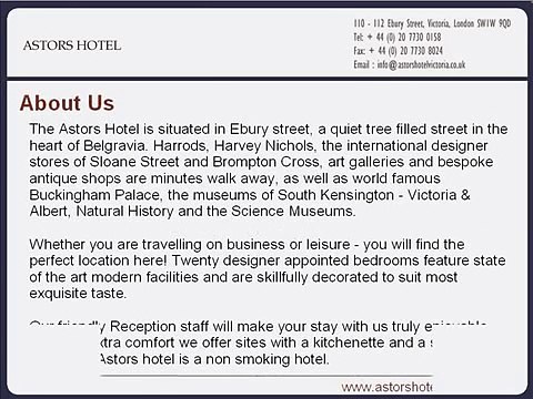 Astors Hotel - London Boutique Hotels, Cheap & Budget Hotels in London Victoria
