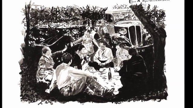 Exposition Le Paris d'antan par Jean-Jacques Marie. D'après l'oeuvre de Robert Doisneau. Encre de Chine