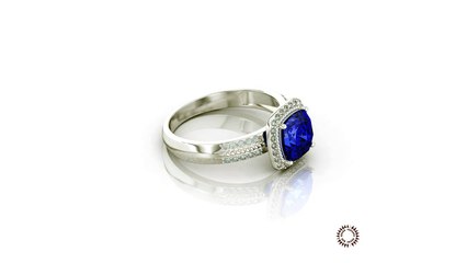 Vintage Inspired Cushion Sapphire and Diamond Halo Ring