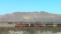 BNSF Trains Meet at Daggett, CA Santa Fe SD40-2 in consist