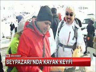 Beypazarı Karaşar yaylasında hafta sonu yapılan kayak keyfinden ilginç görüntüler
