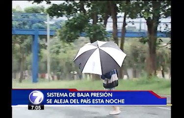 Sistema de baja presión se aleja del país y vuelven a las condiciones típicas de la estación lluviosa