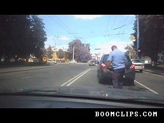 Car Peels Asphalt off the Road in Russia