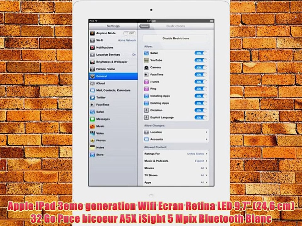 Apple iPad 3eme generation Wifi Ecran Retina LED 97 (246 cm) 32 Go Puce bicoeur A5X iSight