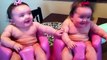 Twin babies laughing, crying, and then laughing again